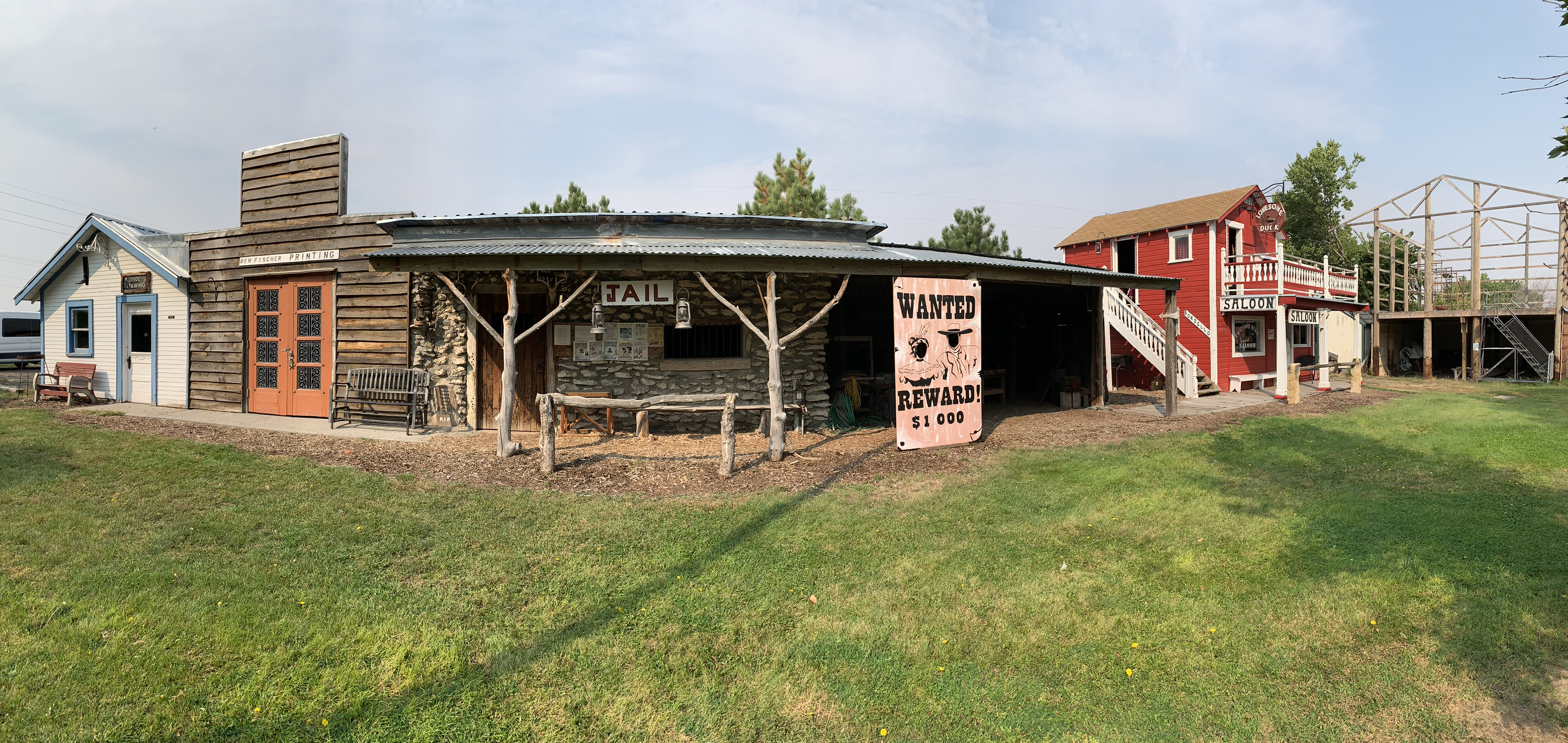 Old West frontier buildings at Dobby's Frontier Town.