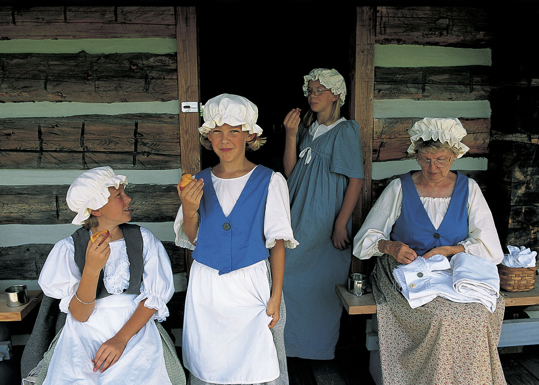 Women at Fort Atkinson in traditional dress