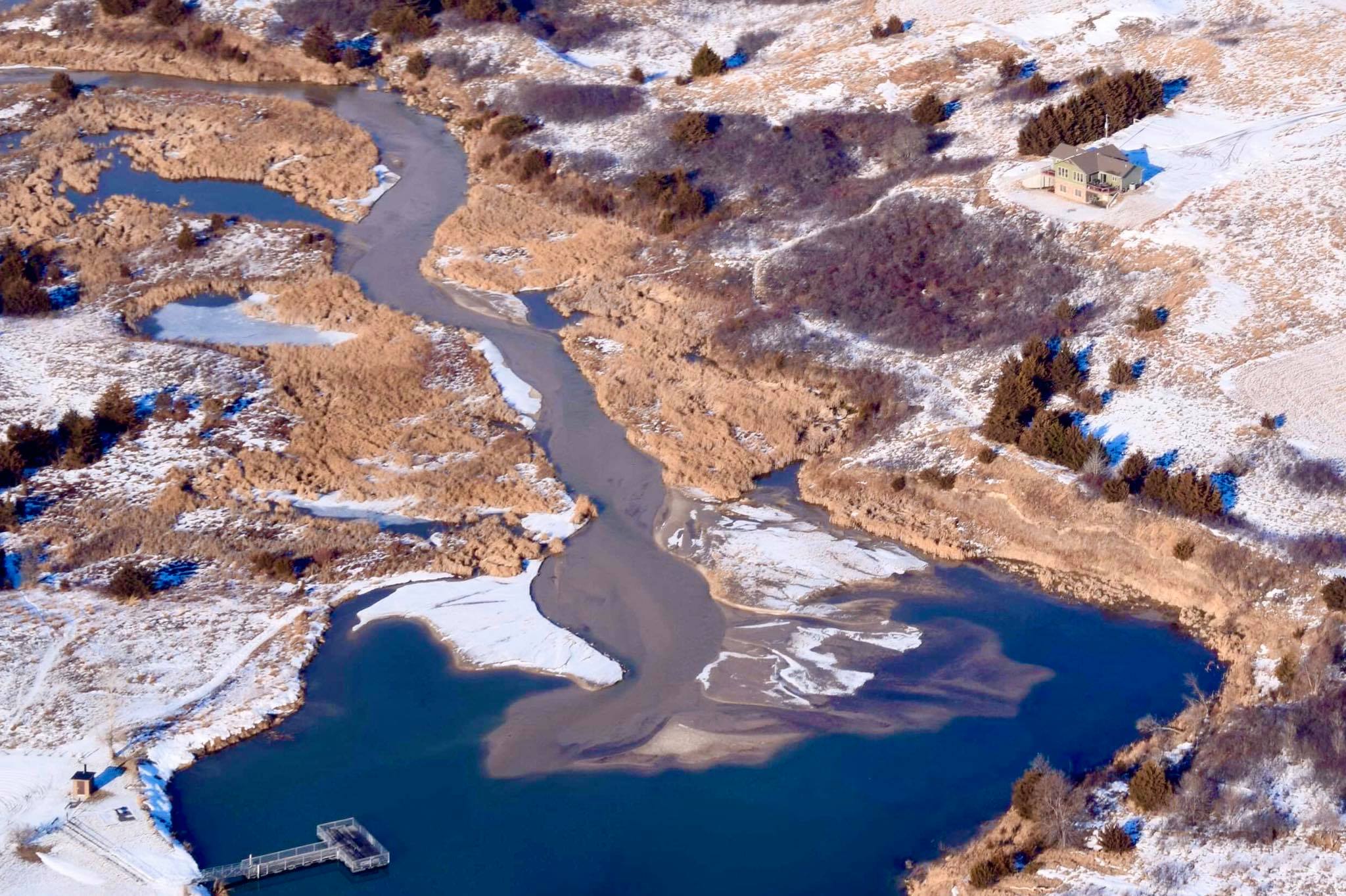 Aerial view of Gracie Creek Cabin.