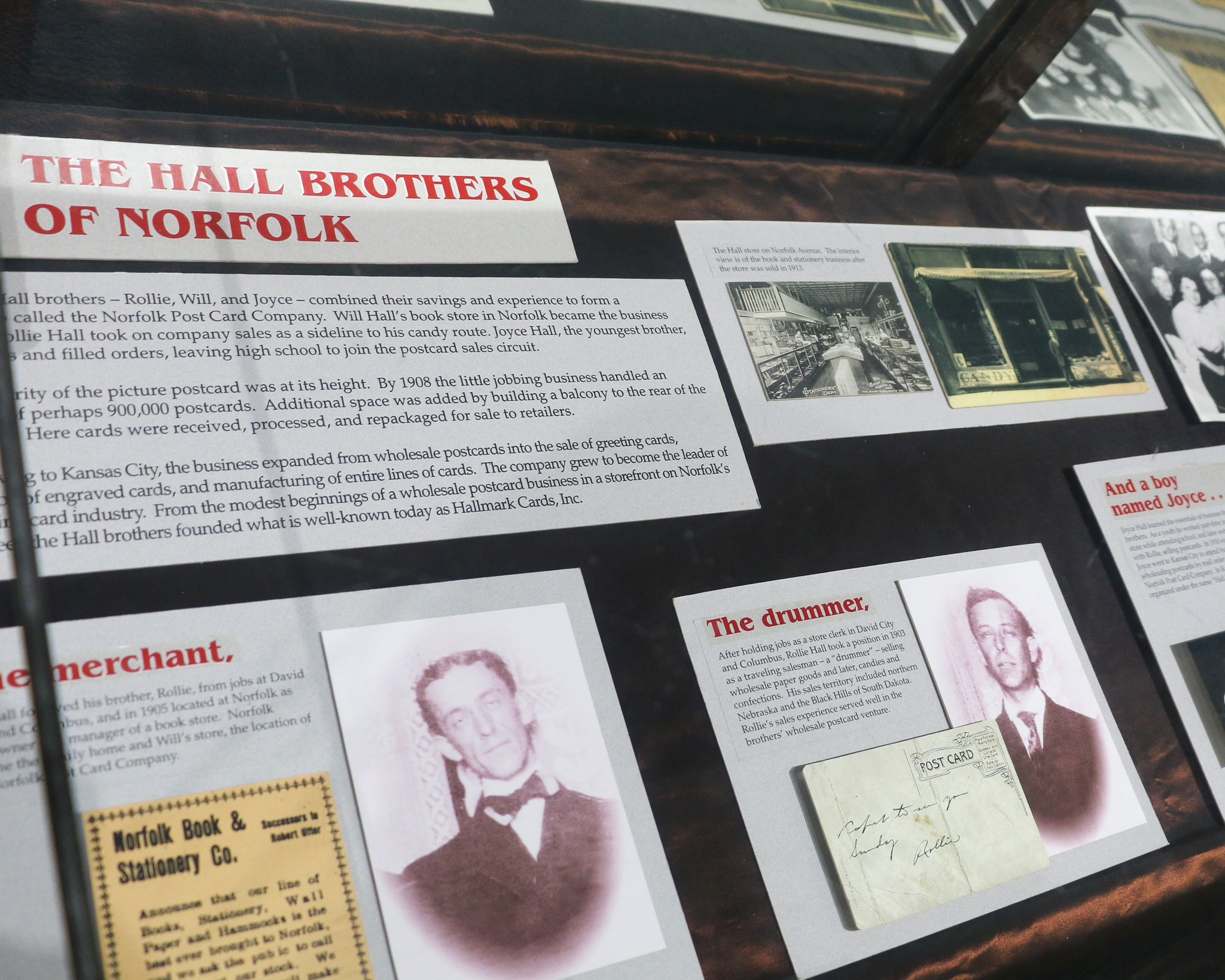 Museum display of The Hall Brothers, creators of the company that would later evolve into Hallmark Cards, Inc..