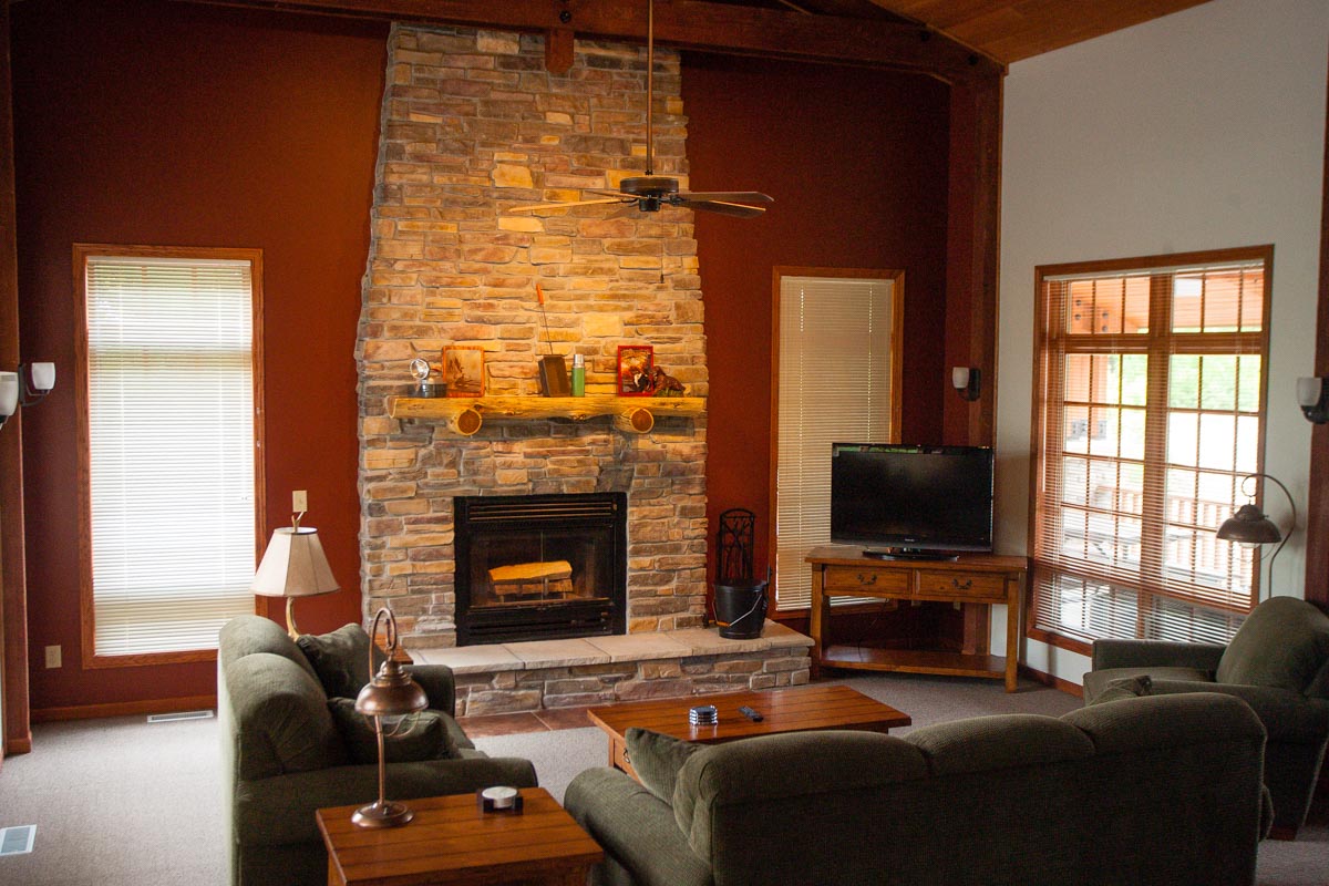 Interior of a cabin at Ponca State Park.