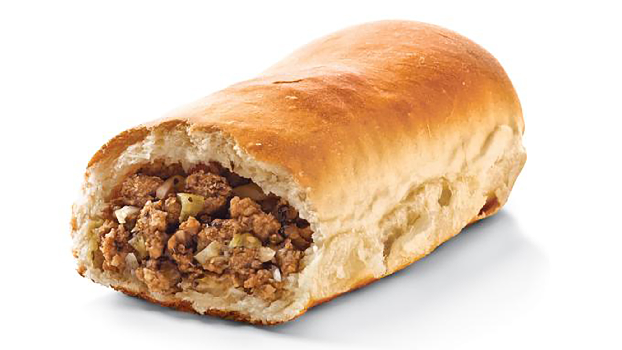 Nebraska's signature sandwich, the Runza, with beef, seasoning and cabbage packed in a homemade bread roll.