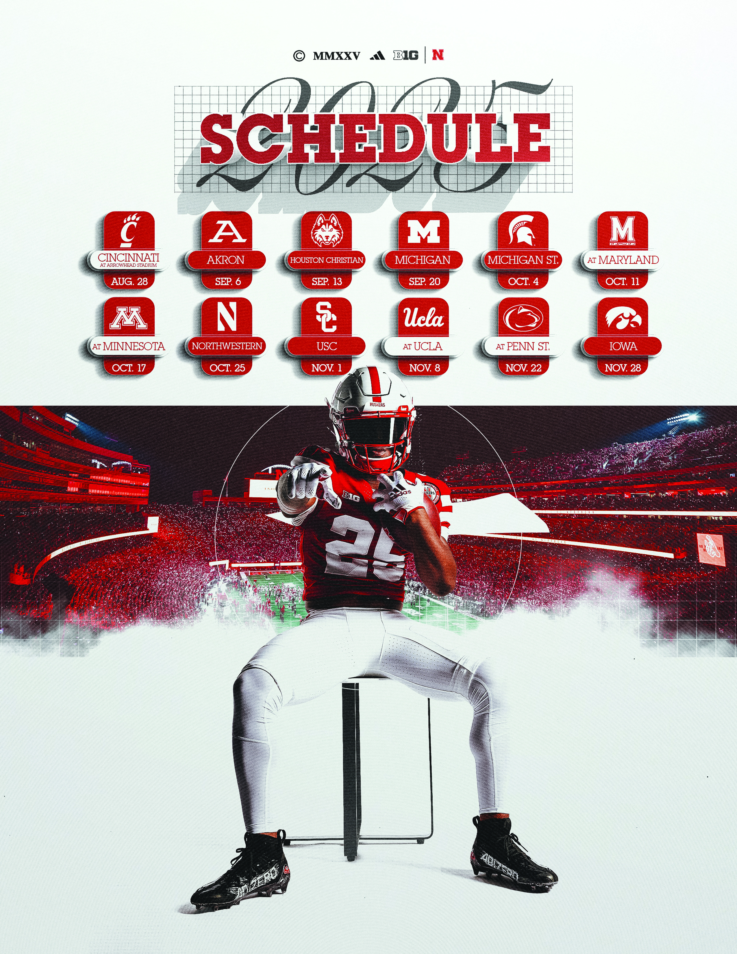 2025 Nebraska Huskers Football Schedule graphic.