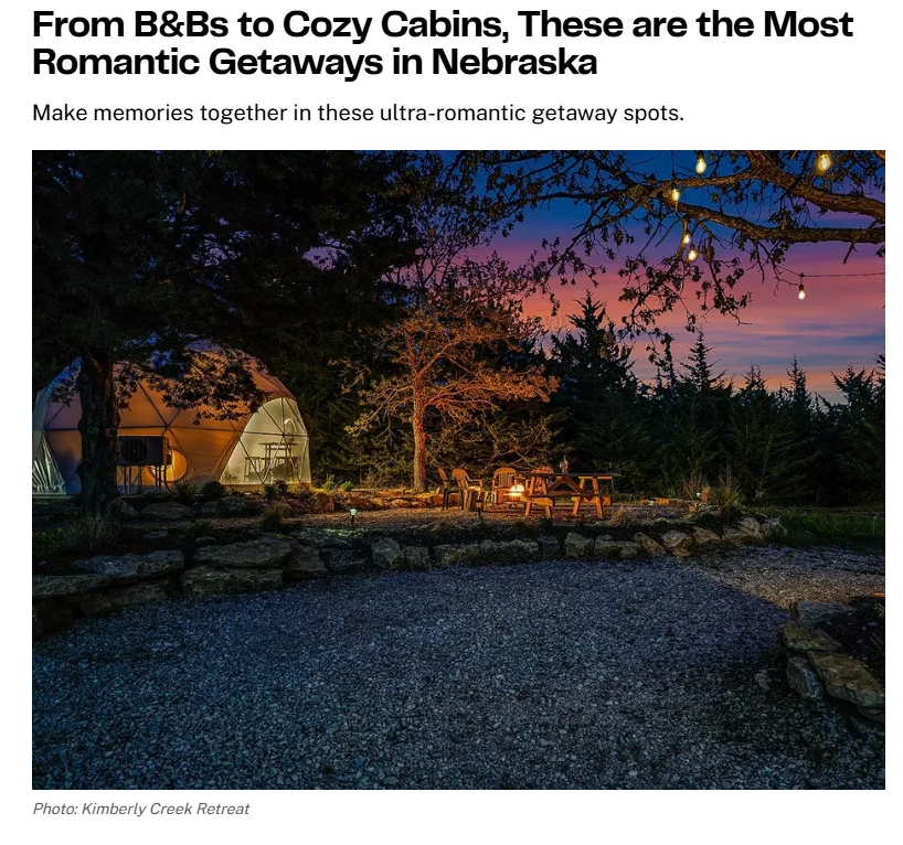 romantic getaways in nebraska