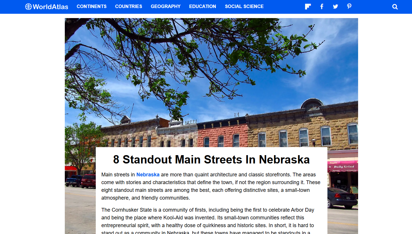 standout main streets in Nebraska