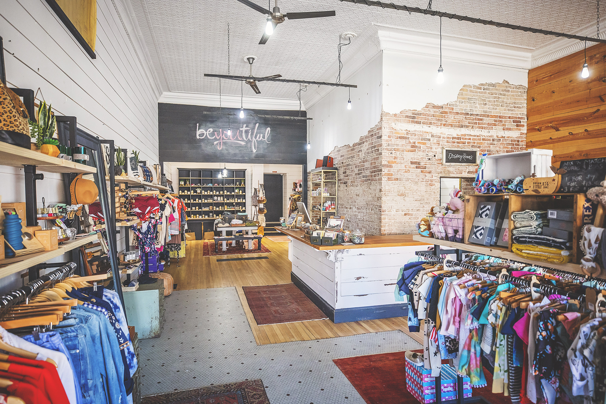 Clothing racks and more at Broken Spoke in Valentine.