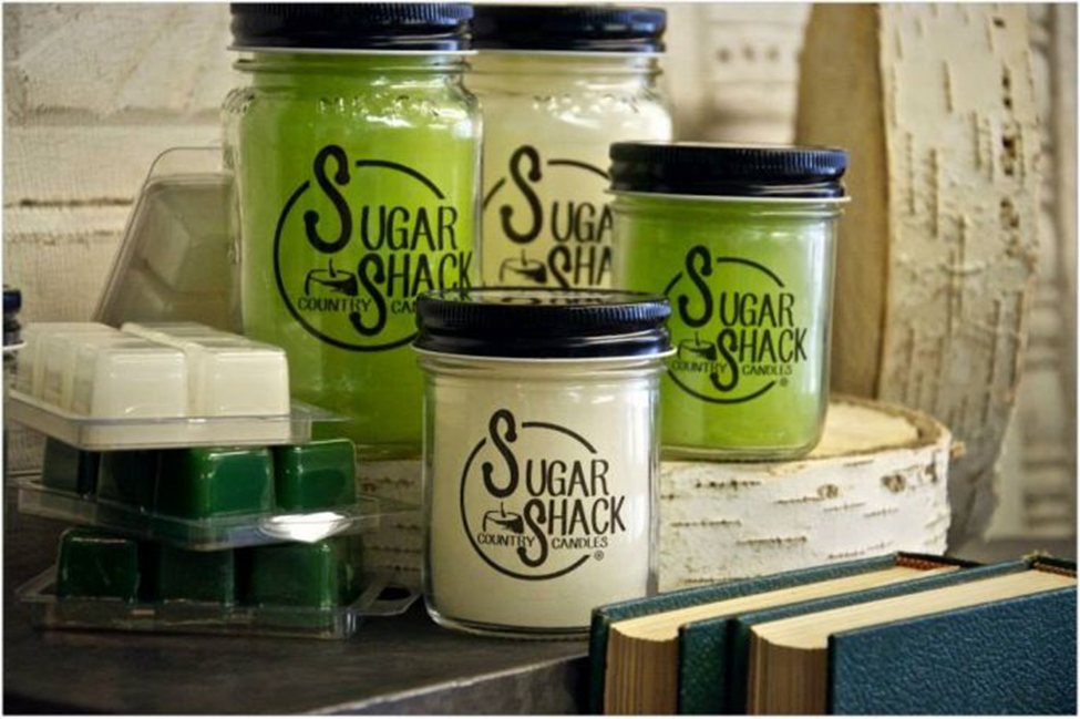 Sugar Shack candles on display