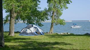 Tent just off Harlan County Lake.
