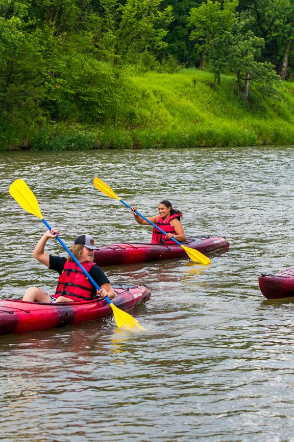 Kayakers with Brewers Canoers and Tubers on the Niobrara National Scenic River.
