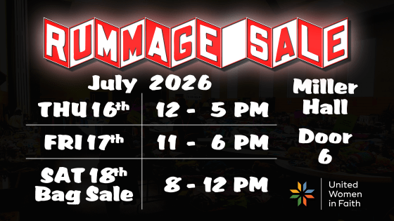 July 16: 12 - 5 PM; July 17: 11 - 6 PM; July 18: 8 - 12 PM featuring the $5 All-You-Can-Fit Bag Sale and ½ off everything over 25¢.