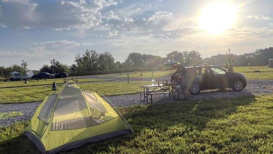 Peaceful morning while camping